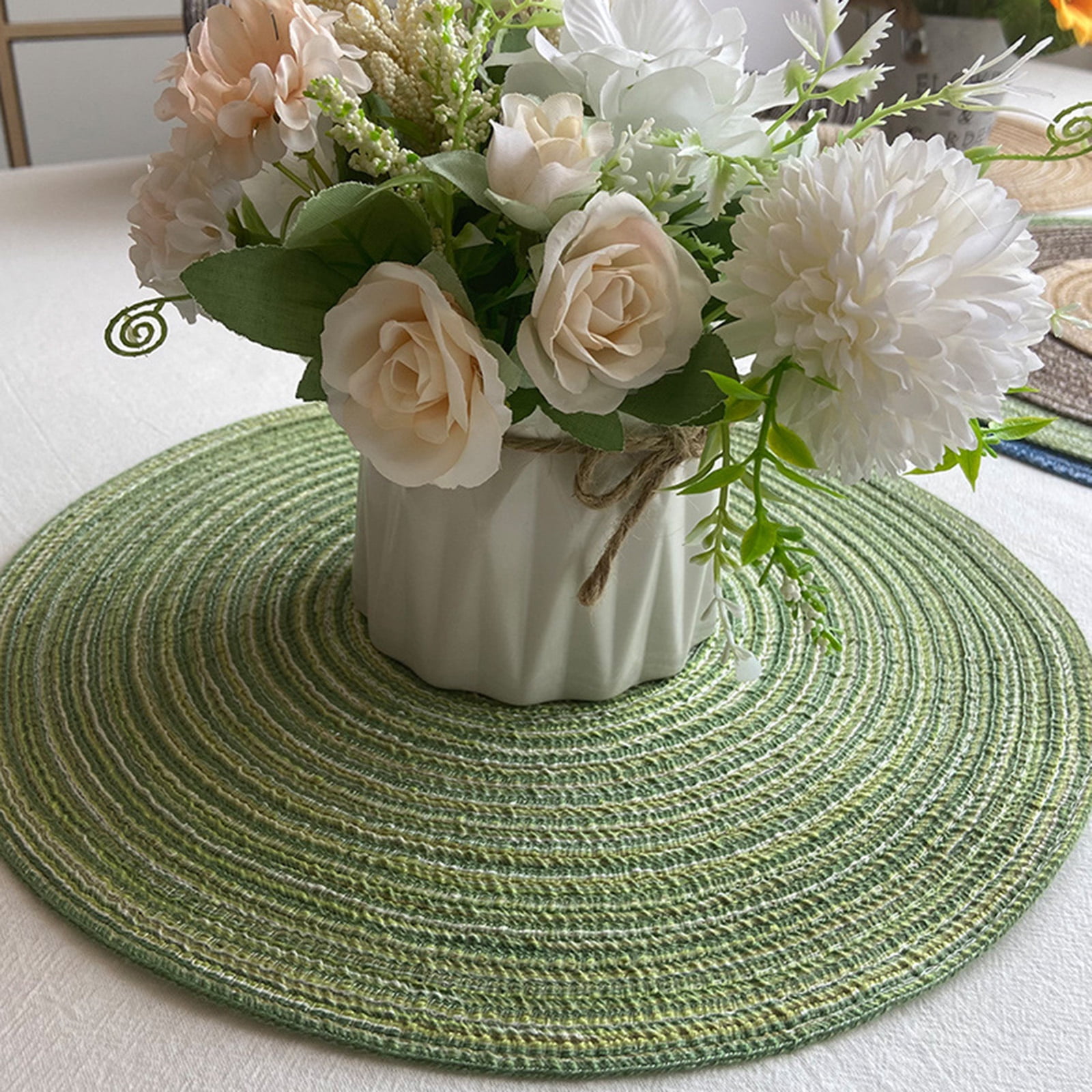 Round Placemats Set of 10, 12-in Washable Woven Placemats for Kitchen Dining Table, Table Placemats