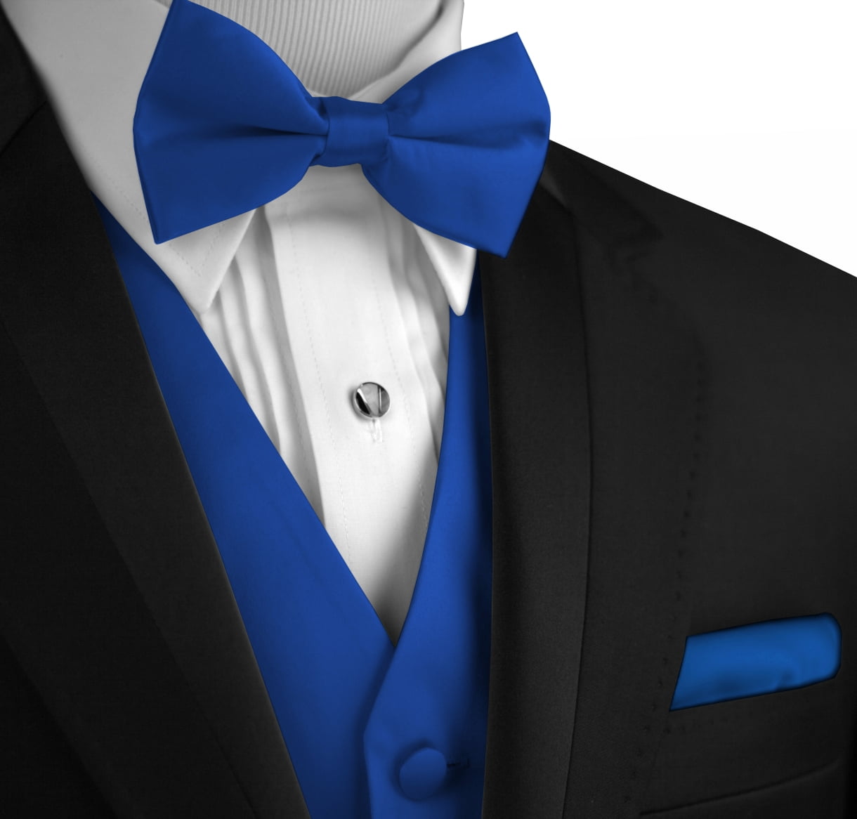 New Men's Royal formal vest Tuxedo Waistcoat self tie bow tie and hankie set 