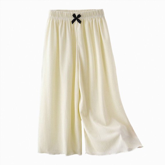 Splozh Big Kids Girls Pants Fashion Girls Comfortable and Breathable Summer Fall Candy Colored Casual Pants Cute Pants for Girls,Beige,6-7 Years