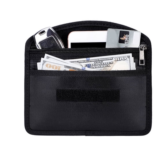 OUNONA Fireproof and Water Resistant Document Bag, Black File Pouch for Secure Storage and