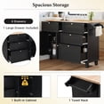 thumbnail image 4 of 50'' Kitchen Island Set with Drop Leaf 2 Seatings,Farmhouse Dining Table Set with Storage Cabinet, Drawers and Towel Rack,Kitchen Cabinet Cart for Home,Black, 4 of 9
