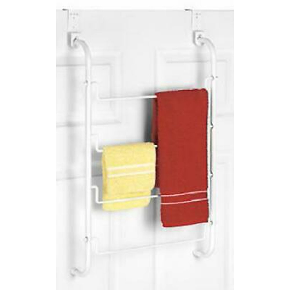 3.88" x 17.25" x 22.5" White Over The Door 4 Tier Towel Rack Only One