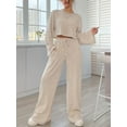 thumbnail image 2 of KelaJuan Women’s Two Piece Outfits Set Long Sleeve Ribbed Knit Crop Tops and Drawstring Pants Set Loungewear, 2 of 6