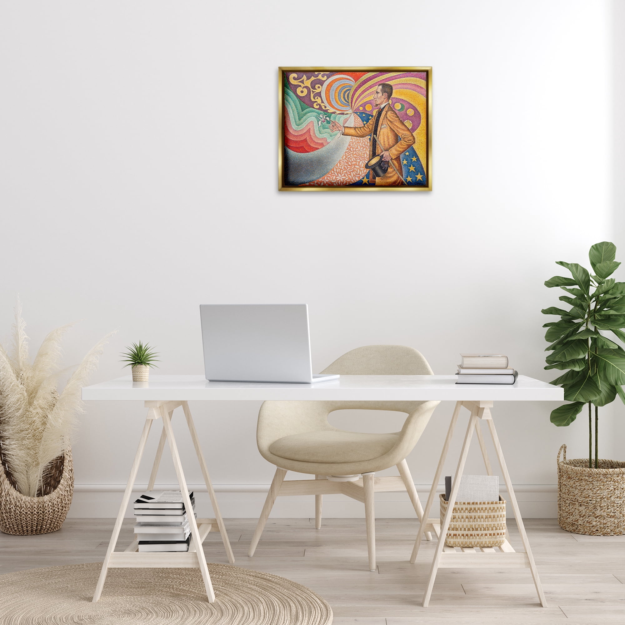 Stupell Industries Classical Georges Signac Painting People Painting Gold Floater Framed Canvas Art Print Wall Art, 21 x 17
