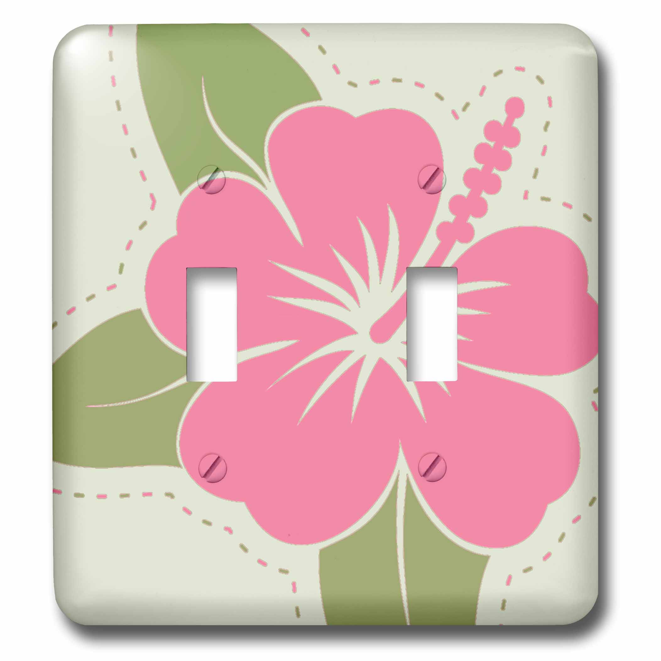 3dRose lsp_44330_1 Pink Hawaiian Flowers On A Light Gray Background Toggle Switch 
