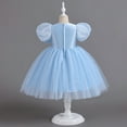 thumbnail image 5 of GZEFJRQM Girls Mesh Tulle Dress Kids High Waist Puff Sleeves Vintage Dress Princess Wedding Bridesmaid Party Holiday Pageant Prom Ball Gown, 5 of 8