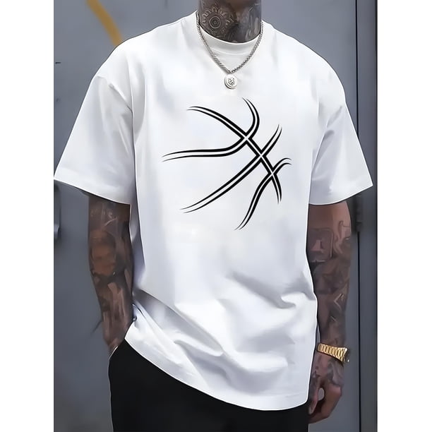 Camiseta estampada con estampado de baloncesto, estampados, camisetas estampadas para hombre, camisetas con diseño novedoso para hombre, camisetas casuales y cómodas de verano, camisetas de manga cort
