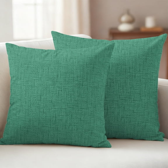 Forest Green Outdoor Pillow Covers 26x26 Set of 2, Waterproof Patio Throw Pillowcase Protectors, Rustic Farmhouse Solid Color Square Decorative Pillow Shams Cushion Covers for Seat Bed Couch Sofa