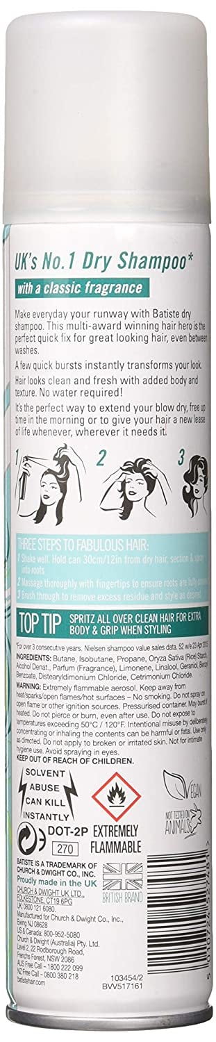 Batiste Dry Shampoo, Original Fragrance Original, 5 Count