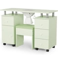 thumbnail image 7 of Ktaxon Nail Desk and Chair Set, Manicure Table Storage Station with 4 Drawers, Lockable Wheels, Green, 7 of 7