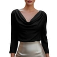 thumbnail image 3 of Women's Casual Loose Fit Long Sleeve Button Down Shirt Blouse Top Solid Color Soft Comfortable Business Casual Work Office Vacation Travel Outfits Fashion Essential Gift for Women, 3 of 8
