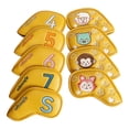 thumbnail image 2 of 9 Unids PU Cuero Golf Iron Headcover Club Head Cover Número 4-9 P a S Manga Wrap para Mujeres Hombres Deportes al aire mayoría de los Amarillo Soledad Cubierta de cabeza de hierros de golf, 2 of 6