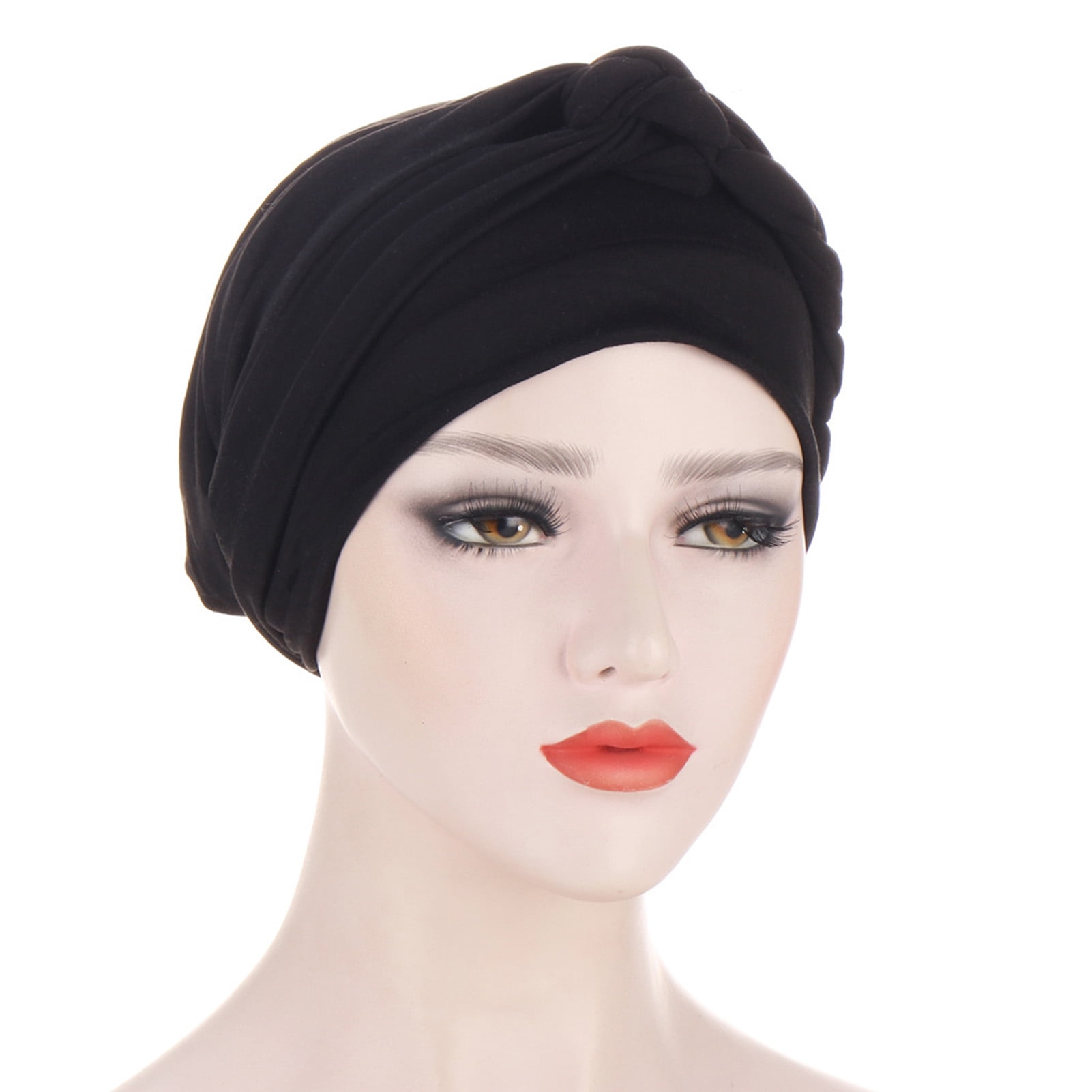 GROFRY Solid Color Head Scarf Solid Color Braid Headdress Brimless Pure ...