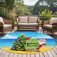 thumbnail image 4 of Round Rug 5Ft Washable Non-Slip, Coastal Christmas Circle Area Rugs for Living Room Bedroom, Xmas Tree Santa Ocean Beach Nautical Indoor Floor Mats Carpet Runner for Home Decor Aesthetic, 4 of 8
