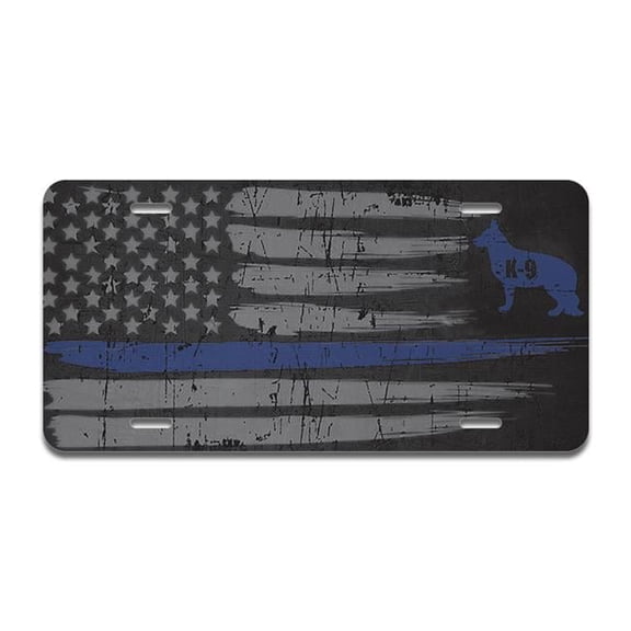 SignMission A-LP-03-577 Thin Blue Line K9 Aluminum License Plate