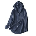 thumbnail image 2 of Enjoytime Lightweight Hoodies for Women Solid Color Oversized Button Down Shirts with Pocket Casual Long Sleeve Outerwear, 2 of 8