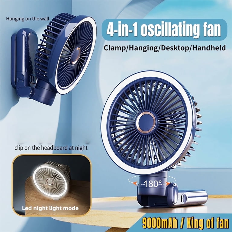 Amybaby 9000mAh Oscillating Desk Fan, 4 Speeds, LED photo 1