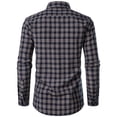 thumbnail image 3 of Camisa JEMITOP para hombre, manga larga, corte ajustado, a cuadros, azul marino, bronceado, L, 3 of 6