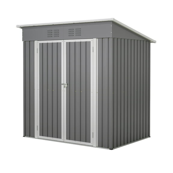 6'x4' Outdoor Metal Storage Shed for Garden Tools Lockable Door With Floor Frame