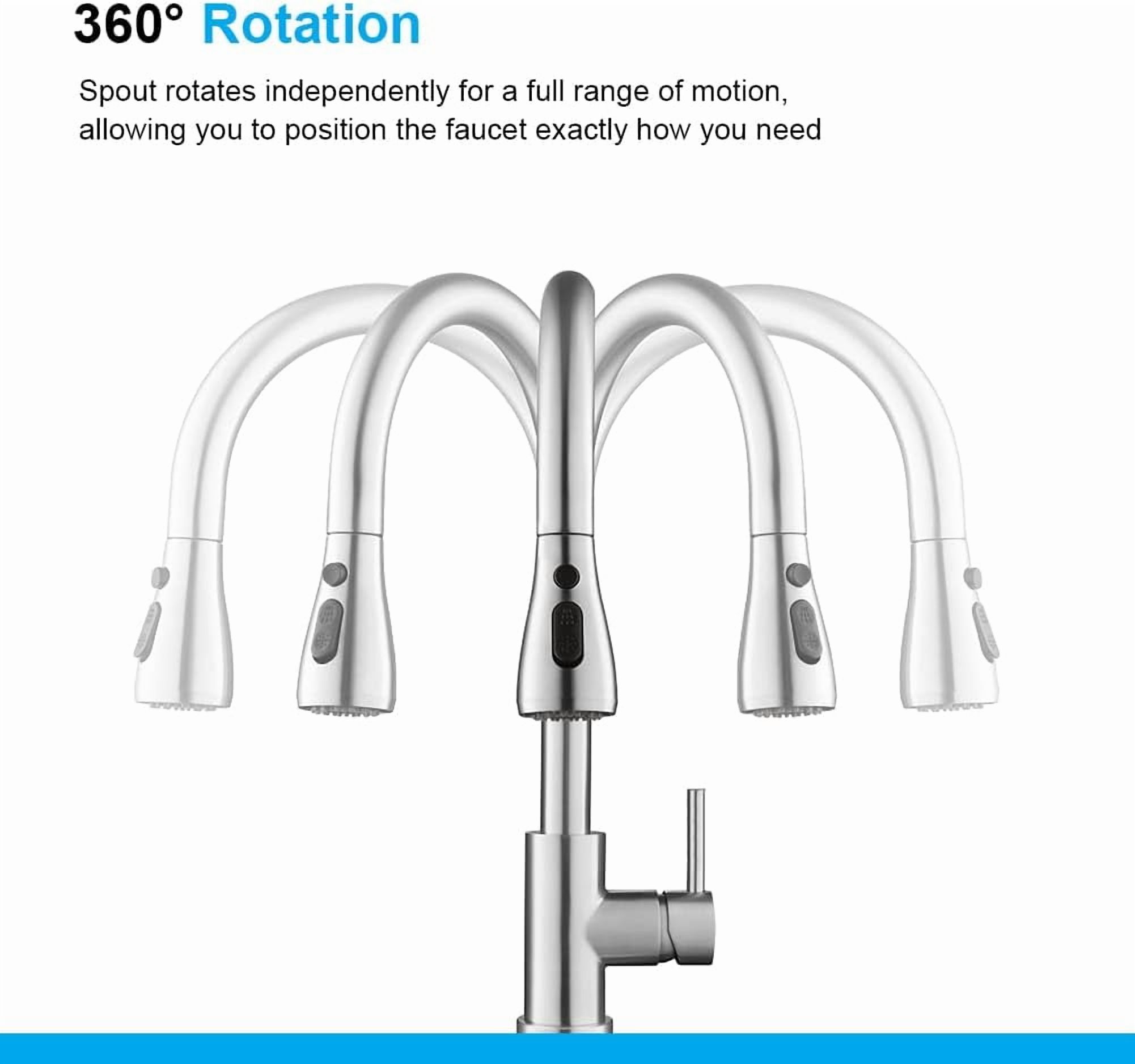 Tmdioo Brushed Nickel Pull-Down Kitchen Faucet photo 5
