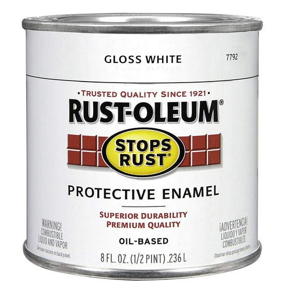 Rust-Oleum 7792 730 Stops Rust Gloss White Protective Enamel, 8 fl oz