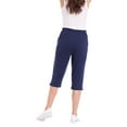 thumbnail image 2 of CATALOG CLASSICS Womens Capri Pants with pockets Elastic Waist Pants - Navy, XL, 2 of 9