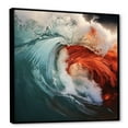 thumbnail image 2 of Designart "Emerald And Crimson Wave Vibrant Amazement II" Coastal Floater Framed Wall Art Living Room, 2 of 5