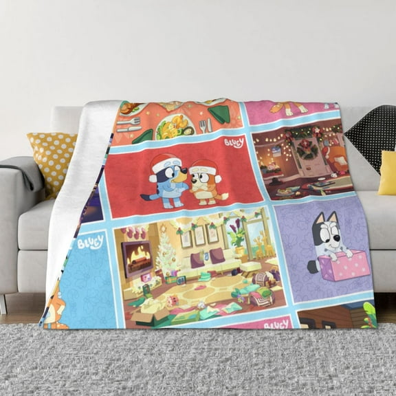 Rozeui Bluey for Flannel Blanket, Soft Fuzzy Plush King Blanket for Winter, Thick and Warm All-Season Bed Throw-50"x40"