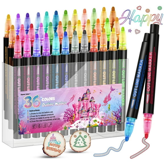 Marcadores Acrílicos Spardar 36 Colores con Purpurina y Efecto Garabato para Bricolaje y Arte multicolor