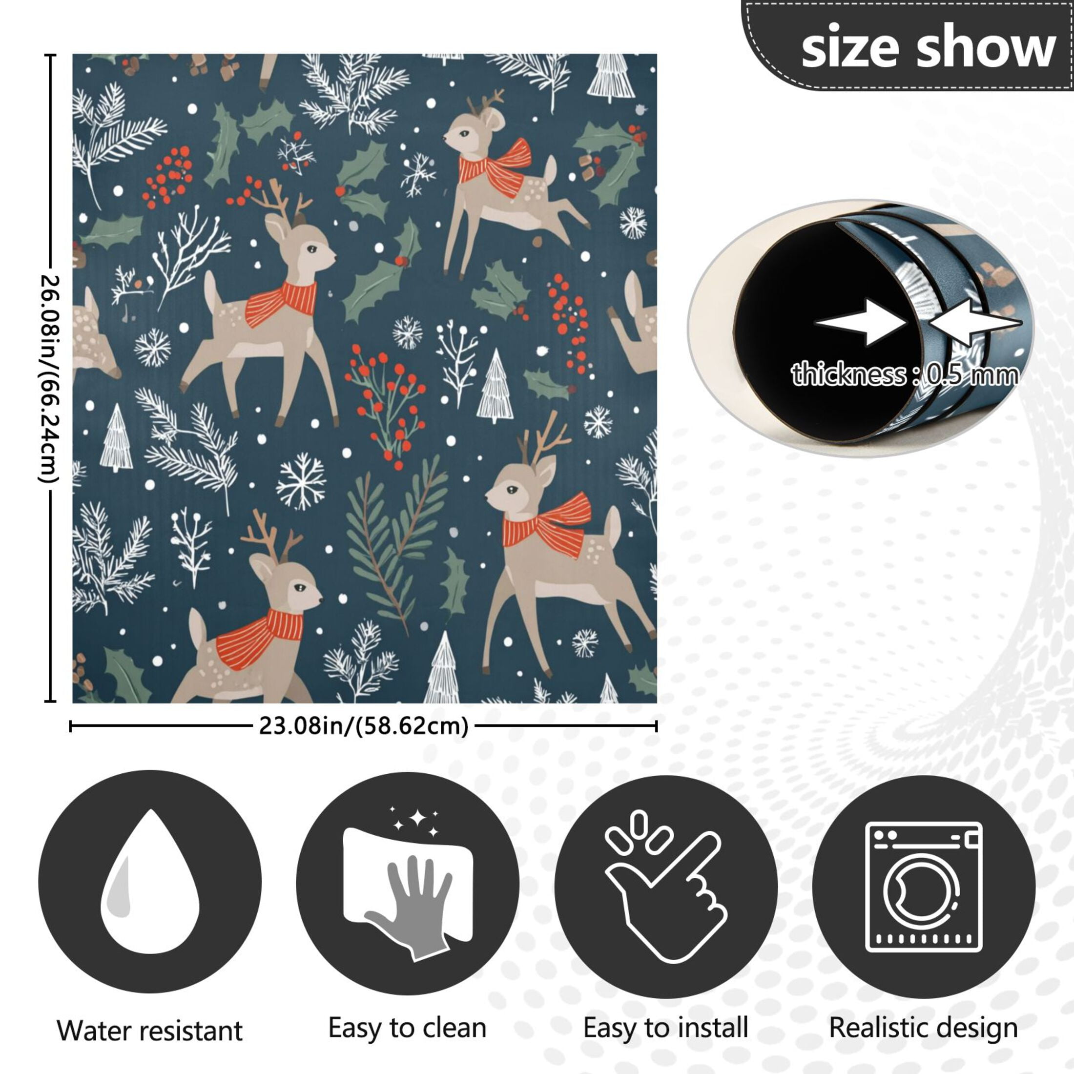 IAUYY Magnetic decorative sticker - 23x26 Inch PVC Refrigerator Decorative Cover, Removable DIY Art for Kitchen Appliances Deer and Winter Forest