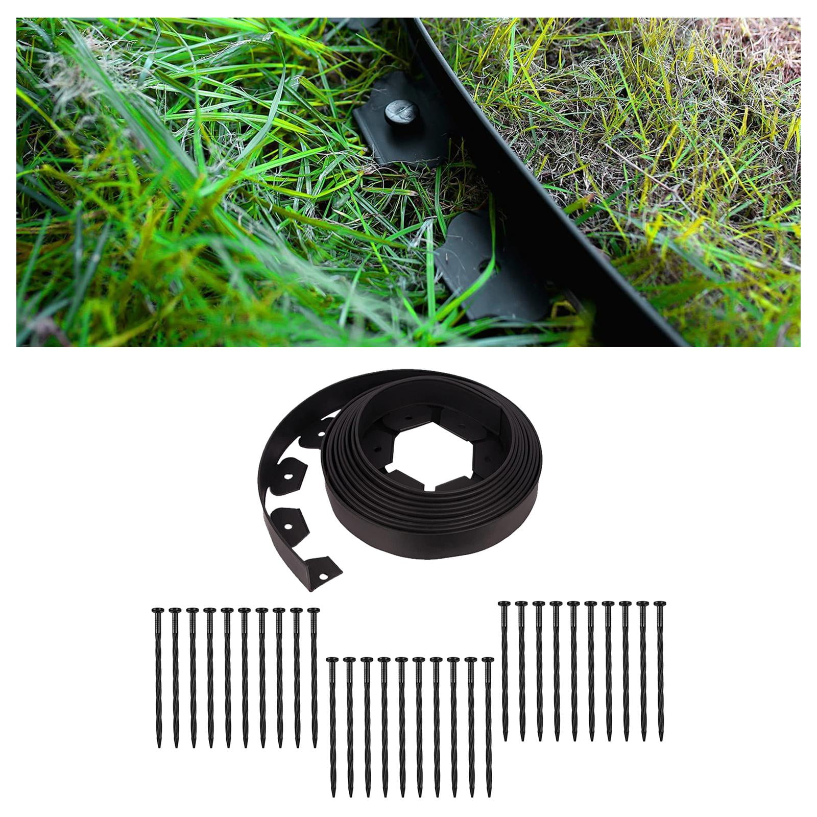 Nishiyuenyi 33ft Yard Edging Kit 30 Spikes No Digding Edging Durable Barrier Premium Paver Edging Kit for Driveway Lawn Landscaping Flower Garden Yard