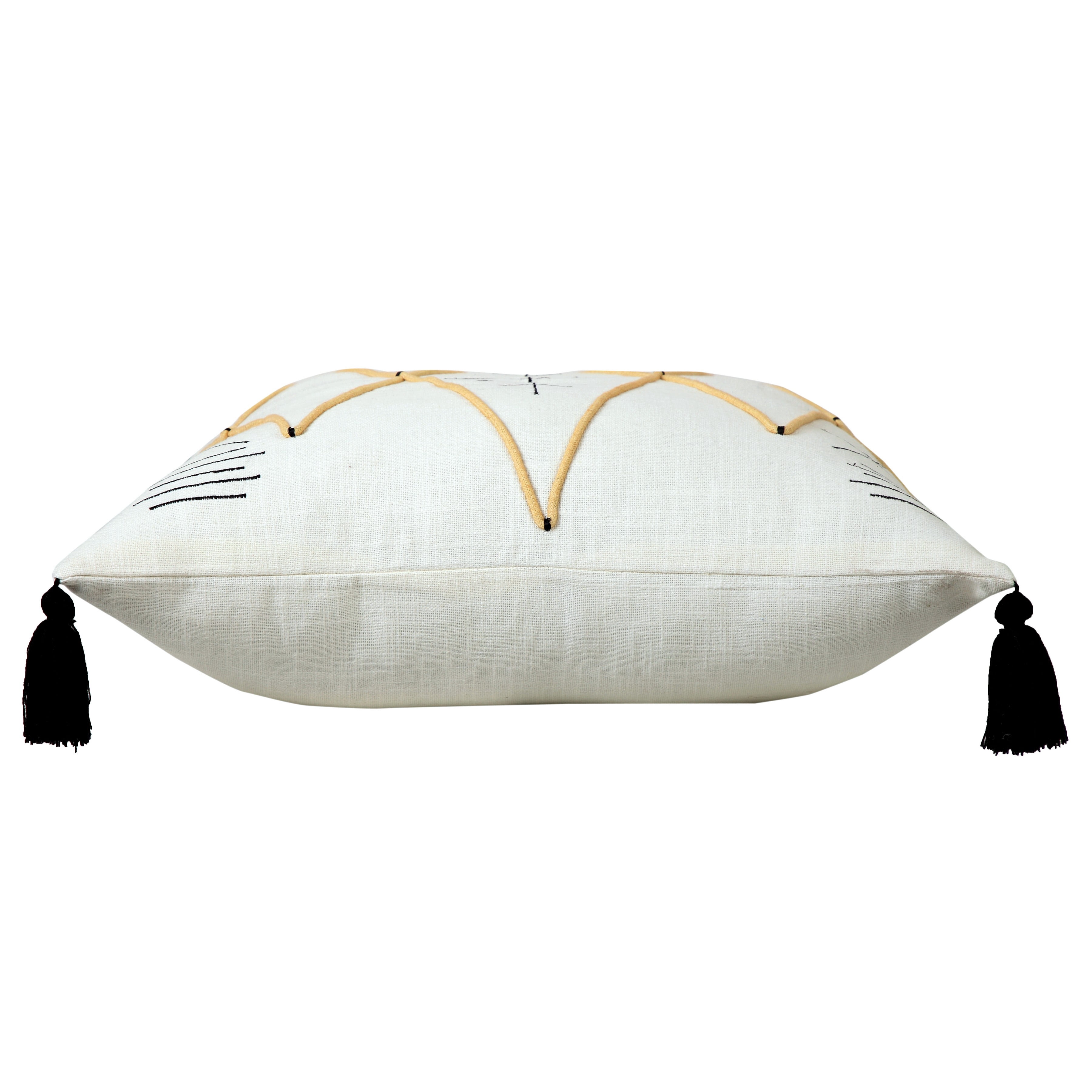 Ox Bay 20" x 20" Hand-Woven White/ Black Geometric Organic Cotton Pillow Cover