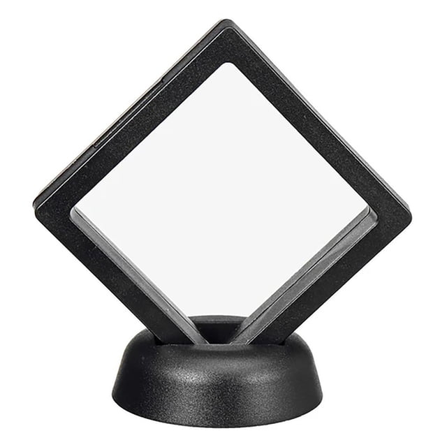 BINGLI 3D Floating Frame with Stand, Challenge Coin Display Holder, Small Shadow Box for Earrings, Rings, Brooch, Military Medal, 2.75x2.75 inches