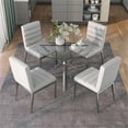 thumbnail image 7 of Furniture of America Villanueva 5-Piece Metal Dining Table Set in Chrome, 7 of 7