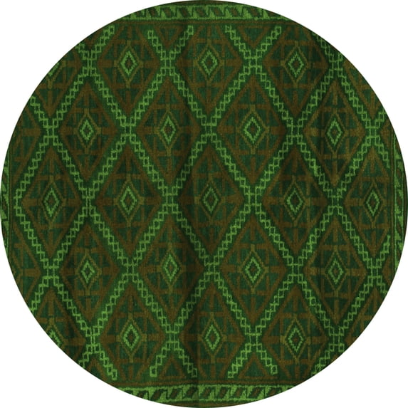 Ahgly Company Indoor Round Abstract Green Contemporary Area Rugs, 3' Round