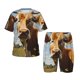 thumbnail image 1 of Balery Daisy Flower Field Cow Conjunto de Pijama Infantil de Manga Corta con Estampado – Ropa de Dormir de Algodón Suave-Large, 1 of 6