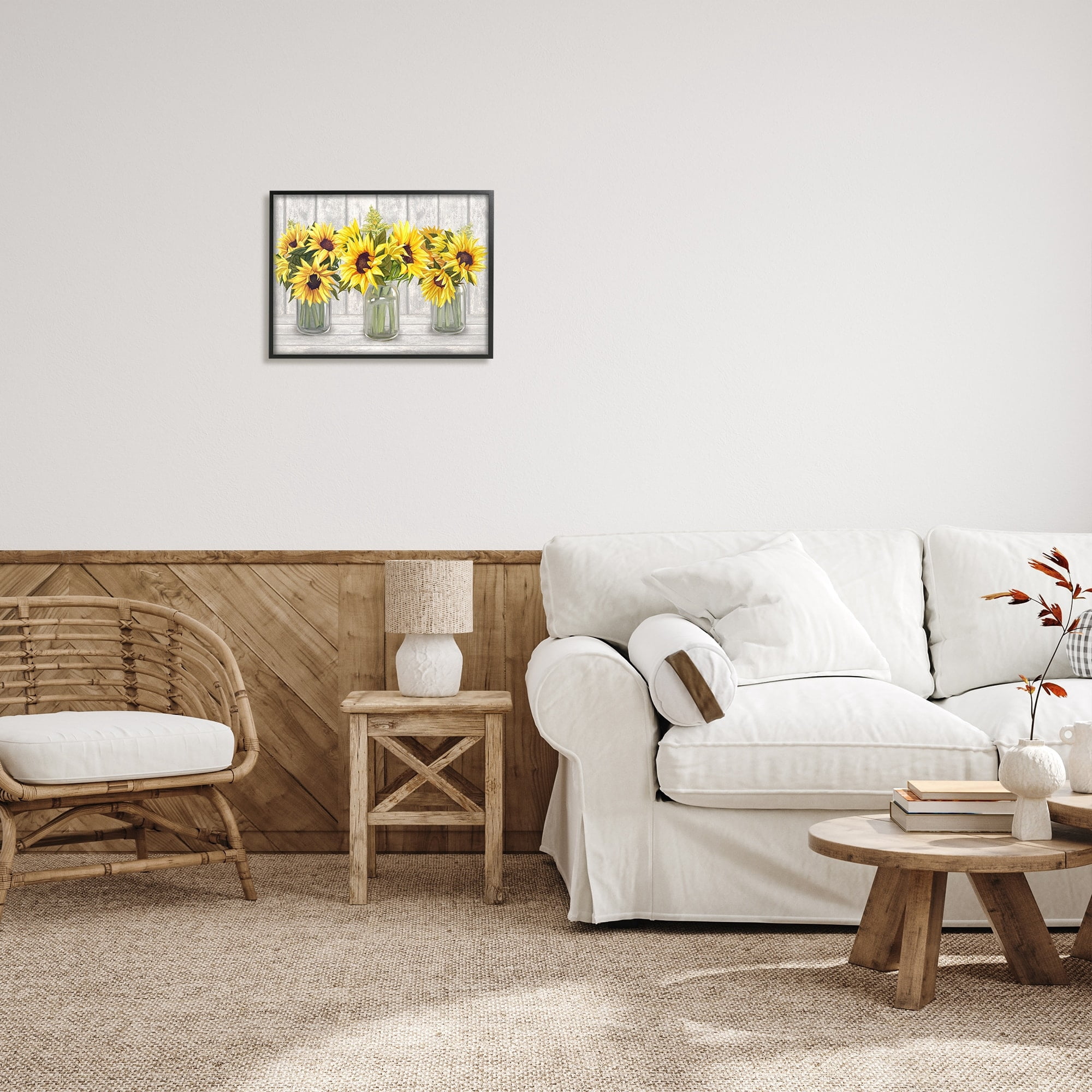 Stupell Industries Three Sunflower Bouquets Country Planks Still Life Graphic Art Black Framed Art Print Wall Art, Design by Ziwei Li