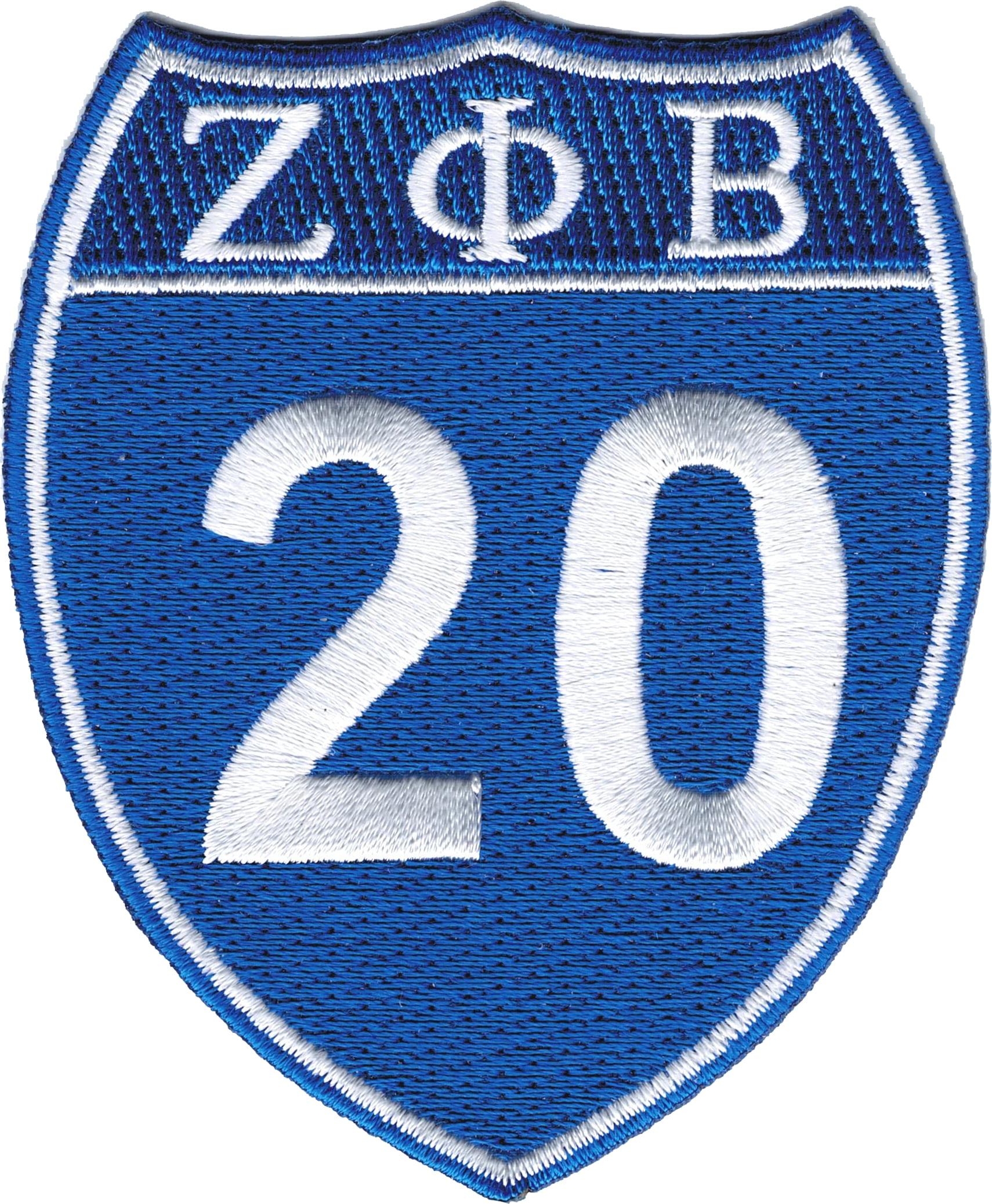 Zeta Phi Beta 20 Shield Sign IronOn Patch [Blue 3.5&quot;T]