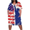 thumbnail image 2 of Sakmal Midi Spring Dresses T Shirt Short Sleeve Petite V Neck American Flag Blue Dresses L-5XL, 2 of 5