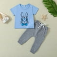 thumbnail image 2 of Rovga Toddler Boys Girls Short Sleeve Easter Rabbit Printed T-Shirt Pullover Tops Pants Child Outfits Cute Clothing, 2 of 6