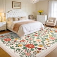 thumbnail image 4 of FairOnly 6'x9'Modern Pastoral Floral Print Machine Washable Area Rug Stain Resistant Low Pile Non Slip Indoor Rug for Living Room Bedroom High Traffic Areas,Beige, 4 of 8