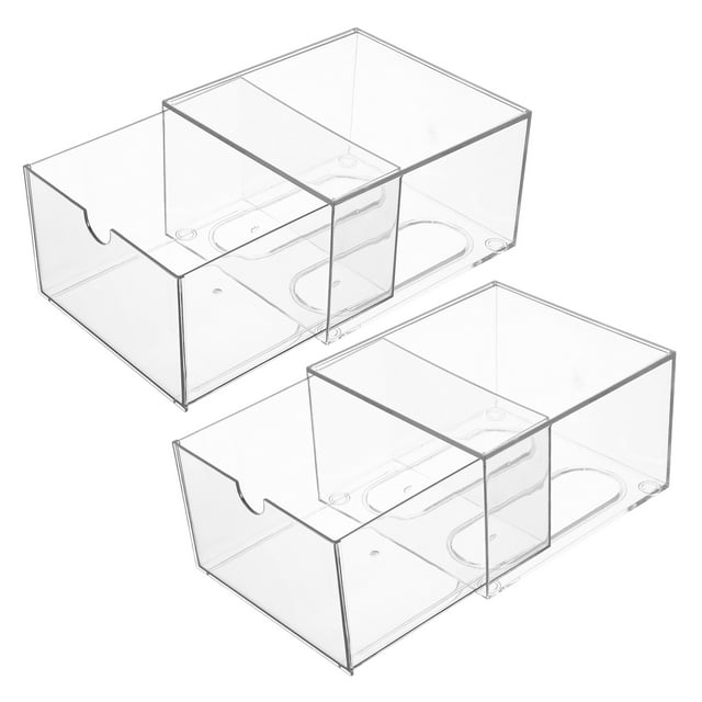 2 cajones pequeños apilables transparentes de acrílico para baño, organizador de maquillaje, contenedores de almacenamiento para tocador, debajo del fregadero, gabinetes de cocina y despensa