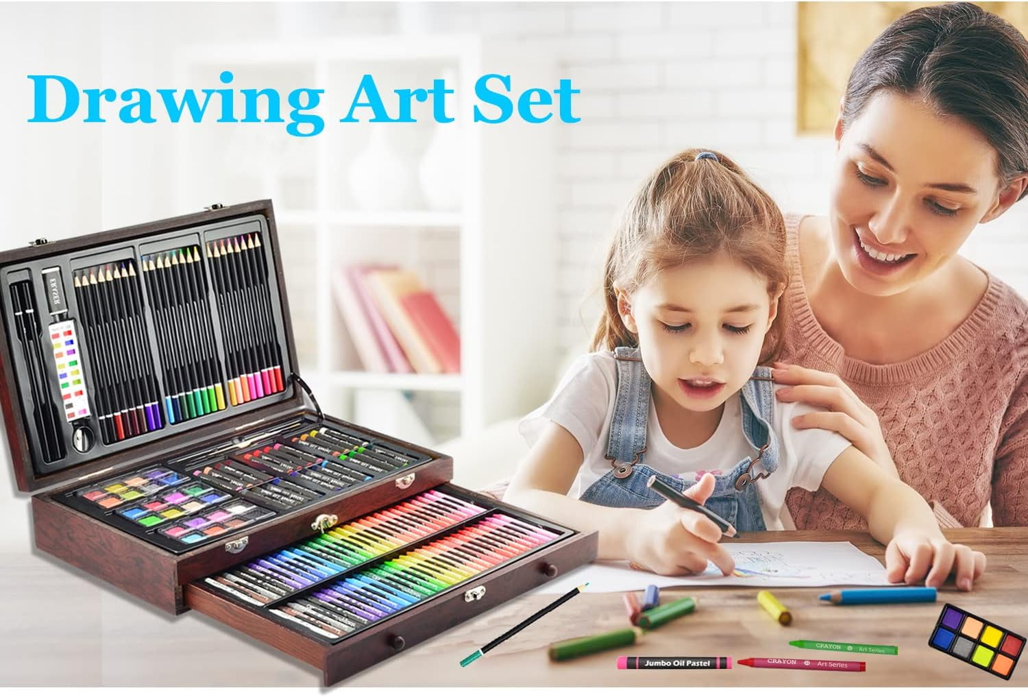 Art Supplies,143 PCS Art Set for Kids, Art Supplies Art Kits for Kids, Wooden Deluxe Painting Art Set, School Supplies Kit Coloring Drawing Case Gift for Teens Boys Girls 4 +
