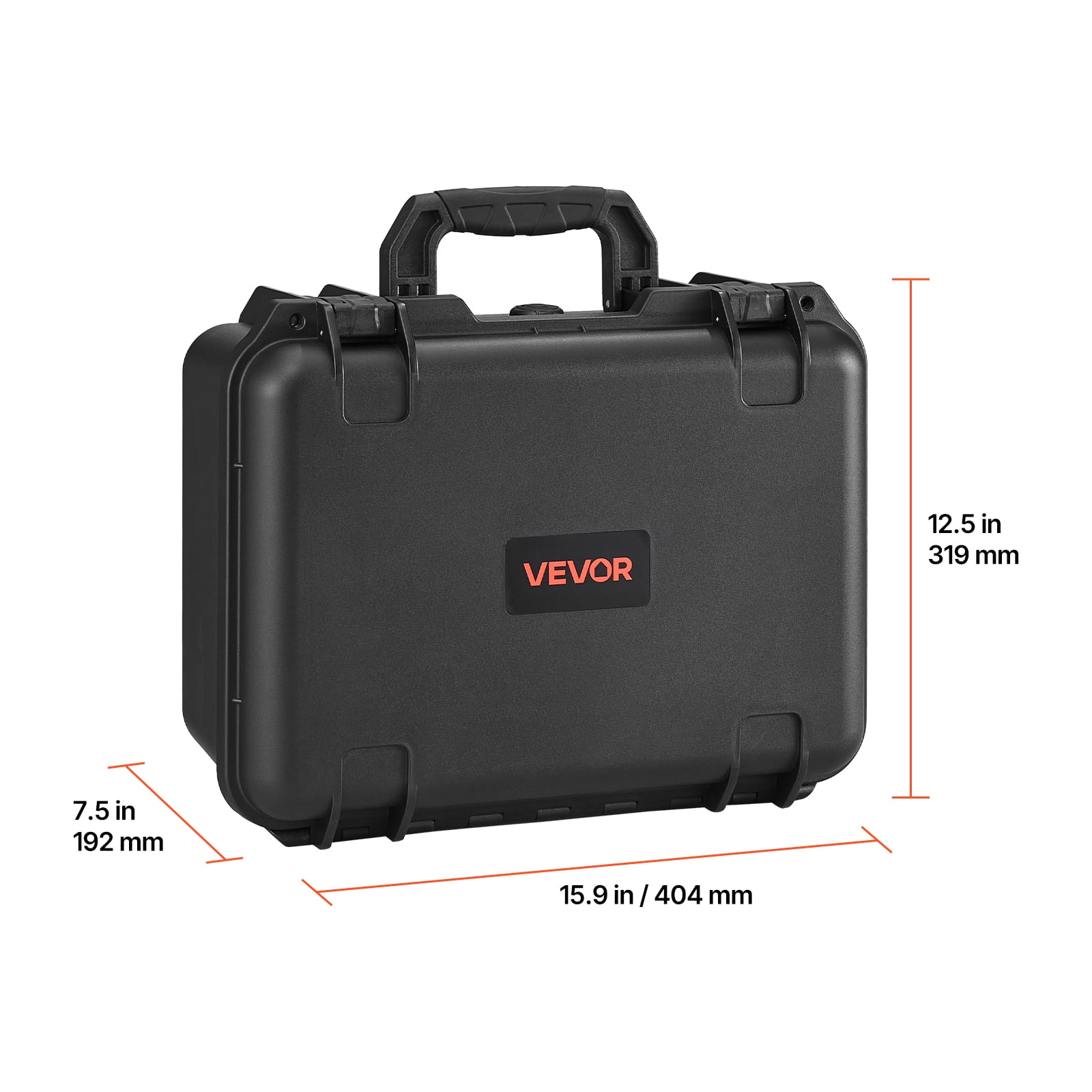 VEVOR Hard Pistol Case, Heavy Duty Hard Gun Case with XPE Foam Lining, Waterproof Pistol Storage Box with Customizable Interior & Handle for Gun, Lenses, Camera, Gear, TSA Compliant, 15.9x12.5x7.5 in