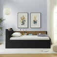 thumbnail image 6 of Newest Twin Size Upholstery Velvet Day Bed with Storage Headboard , Wireless Charging, Multi-functional Daybed with Two Storage Drawers & LED Lights, Black, 6 of 9