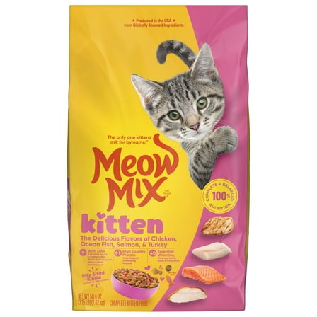 Meow Mix Kitten Li’l Nibbles Dry Cat Food for Kittens, 3.15 lb. Bag