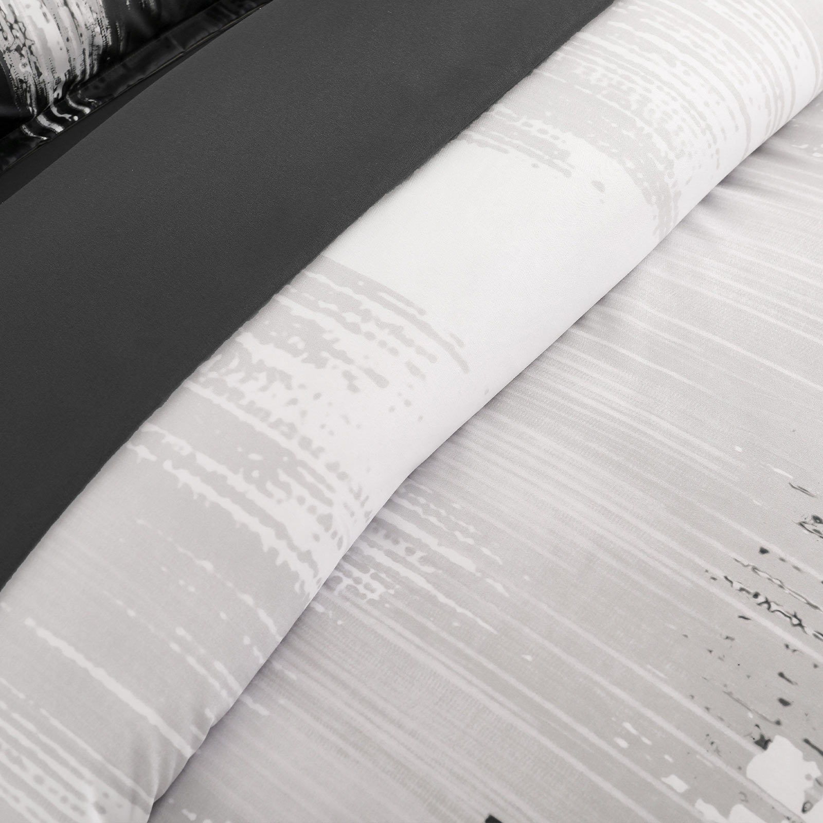 Dintszyayue White Gray Comforter Set King,7Pcs Abstract Gradient Soft Bed in a Bag Adult(90"x104")