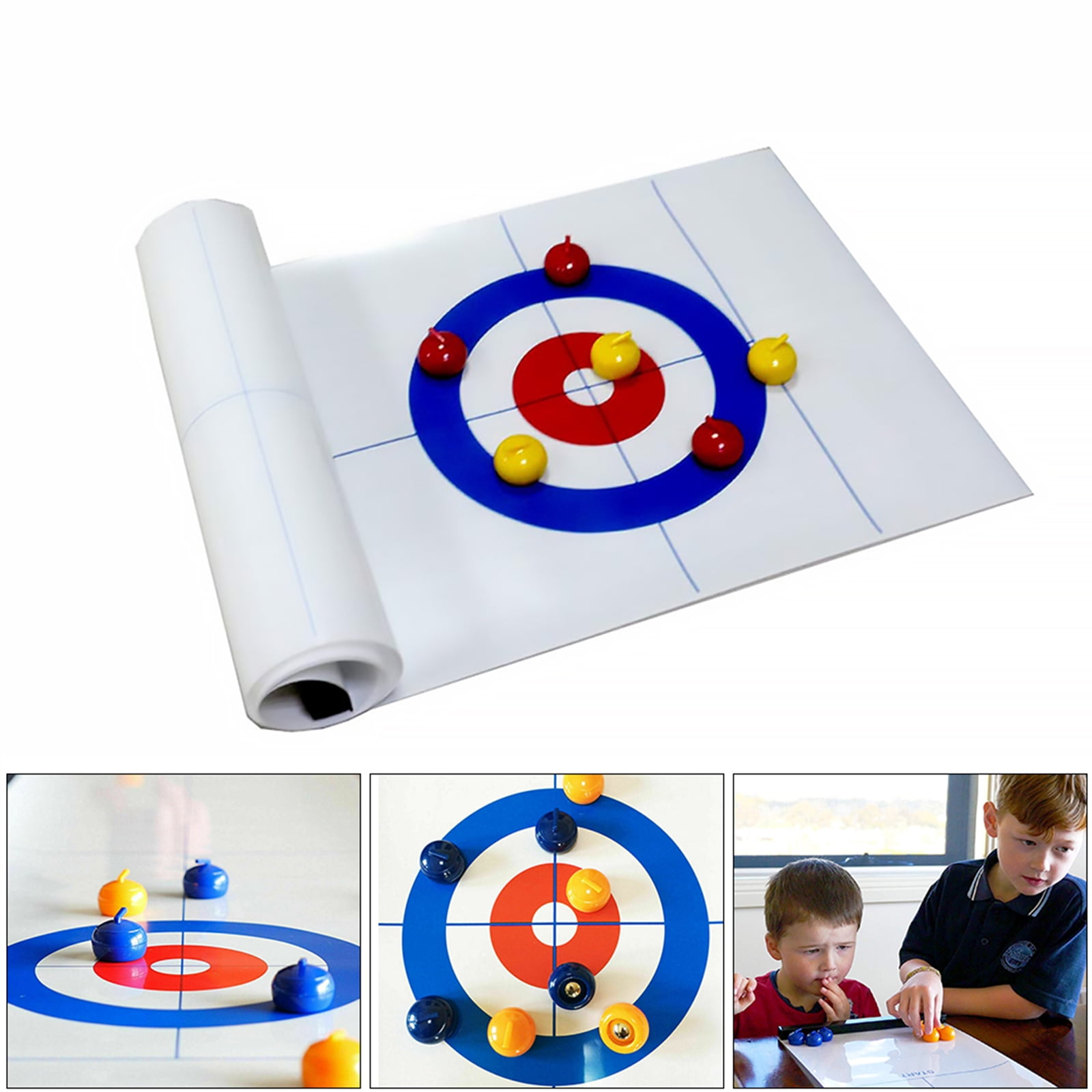 Tabletop Curling Game Family Games for Kids and Adults Compact Curling Board Game Portable Mini Tabletop Games for Family/School/Travel/Best Parent-Child Games Blue 