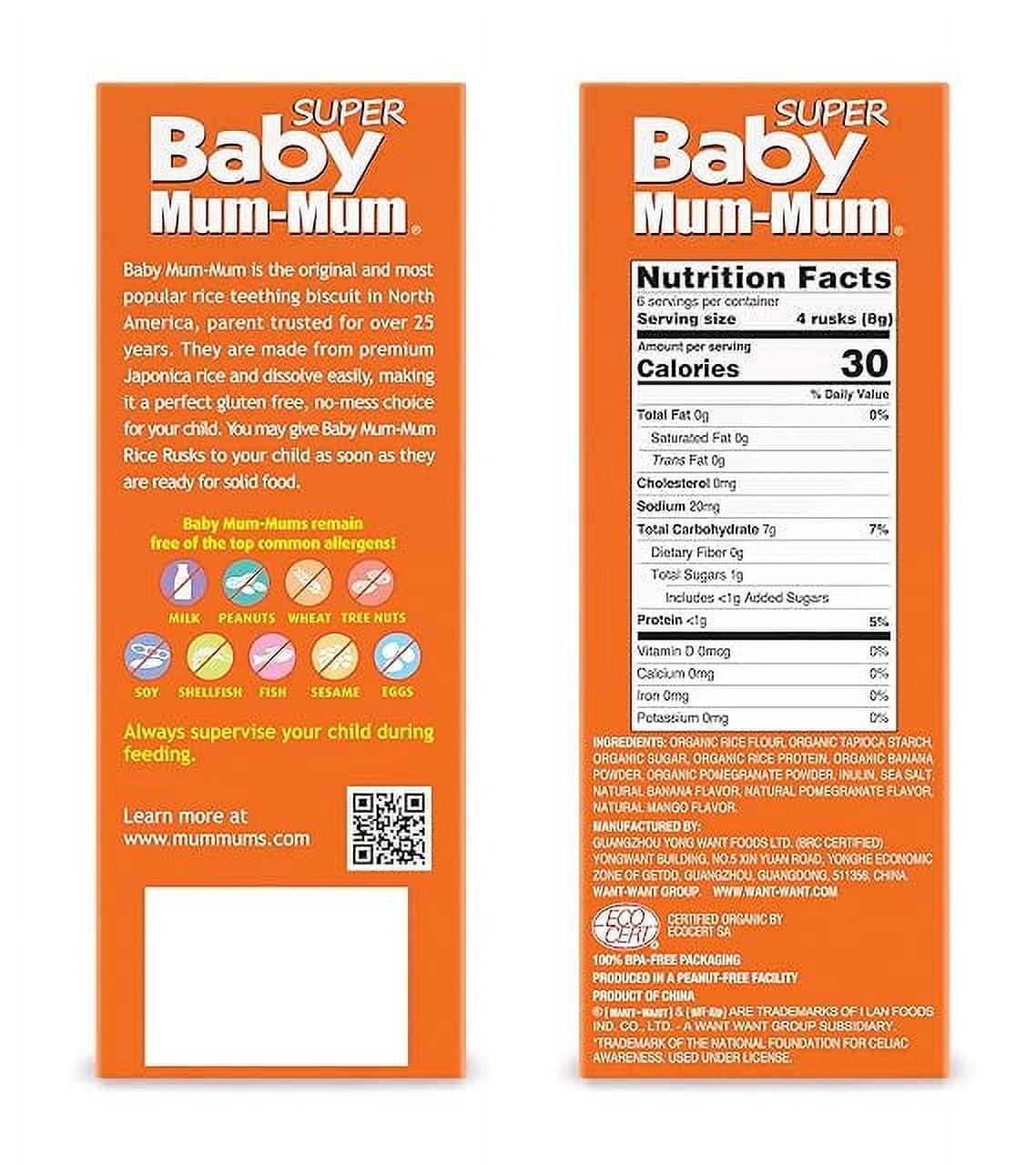 Baby Mum-Mum Organic Super Tropical Rice Rusks - 6 Boxes