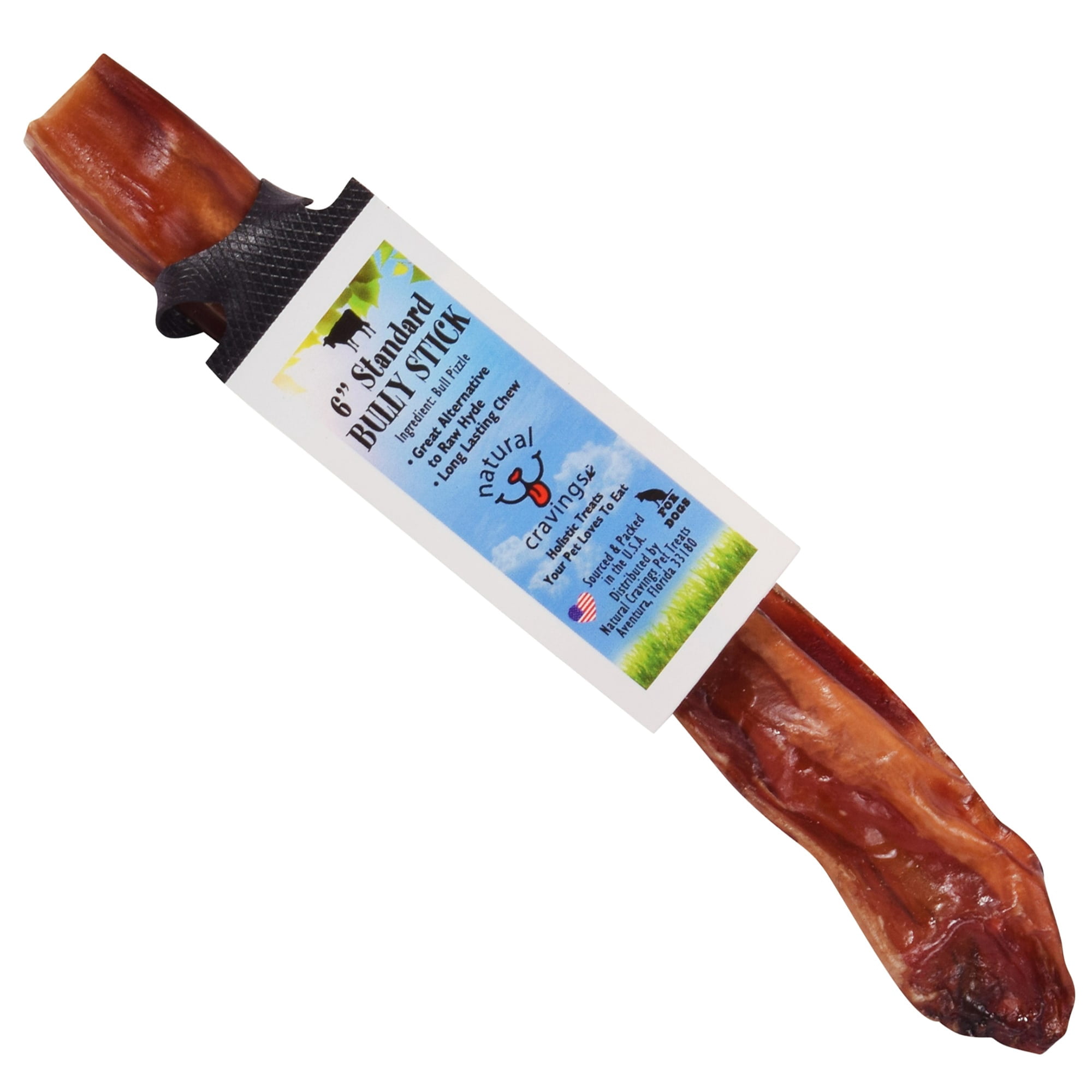 6" Standard Steer Bully Stick Dog Chew Treat, 3 Pack